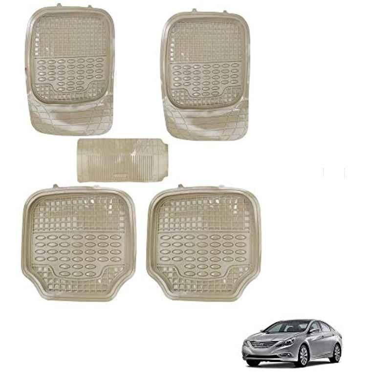 Kozdiko 5 Pcs 4G Beige Rubber & PVC Heavy Car Foot Mat Set for Hyundai Sonata, koz_81182