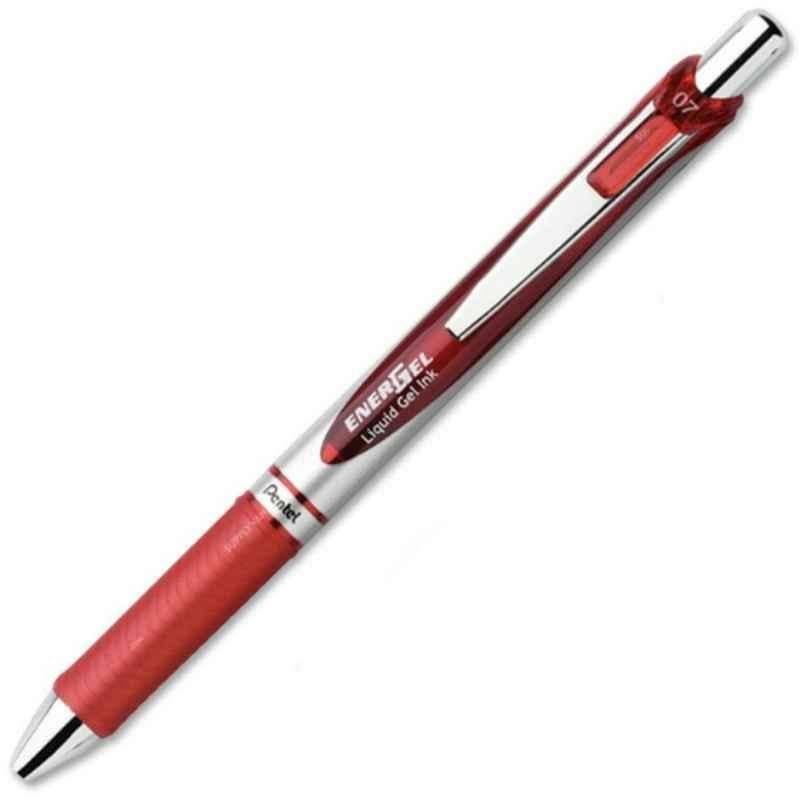 Pentel Energel 0.7mm Red Retractable Pen, PE-BL77-BH (Pack of 12)