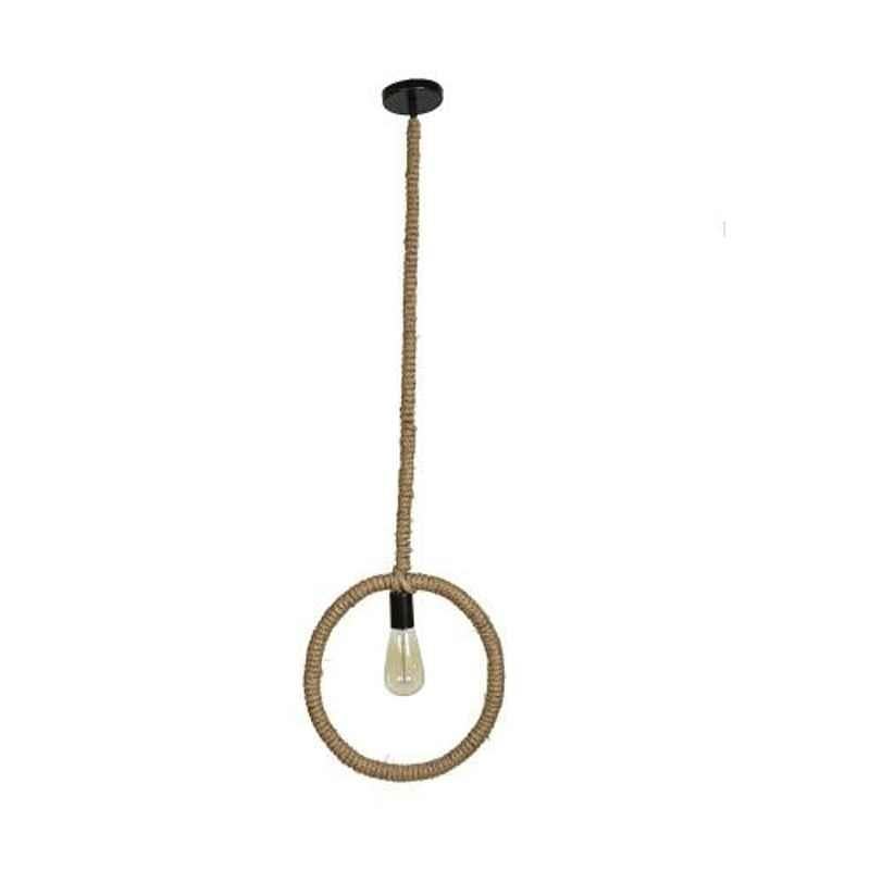 Tucasa Iron Round Shaped Rope Pendent Light with Light Brown Shade, HG-05