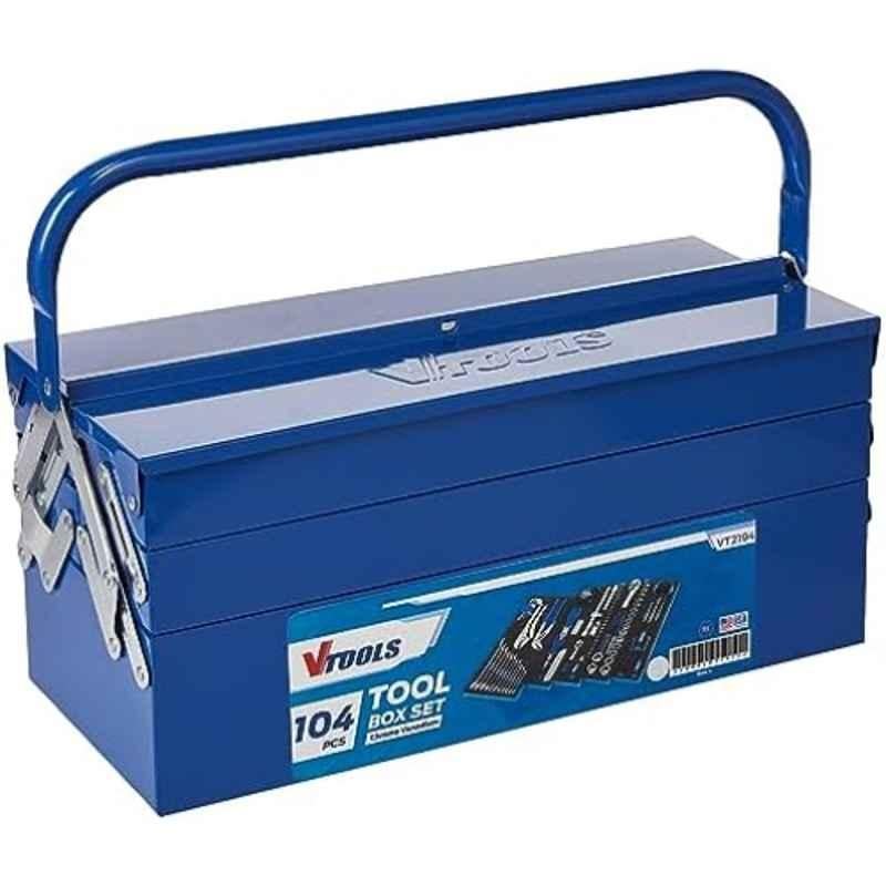 VTOOLS 104 Pcs Blue Chrome Finish Multi-Purpose Tool Kit, VT2194