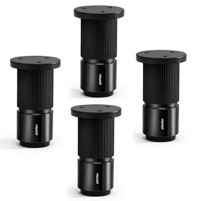 Plantex 3 inch Aluminium Black Sofa Legs with Rubber Grip, DTS-77 (Pack of 4)