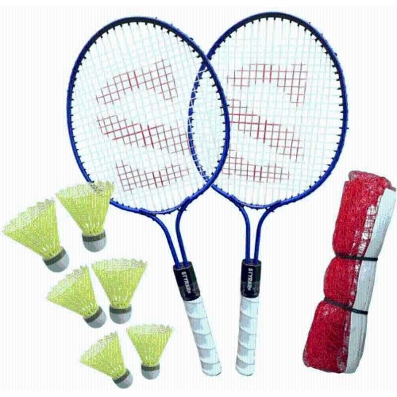 STYRKR 2 Pcs Iron Multicolour Badminton Racquet Kit with 6 Pcs Shuttlecocks