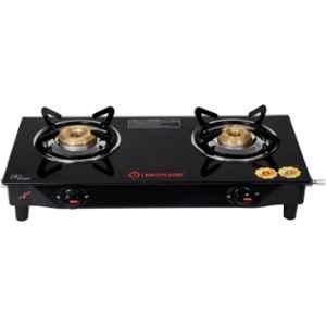 LIGHTFLAME Smart 2 Burner Black Manual Ignition Glass Gas Stove