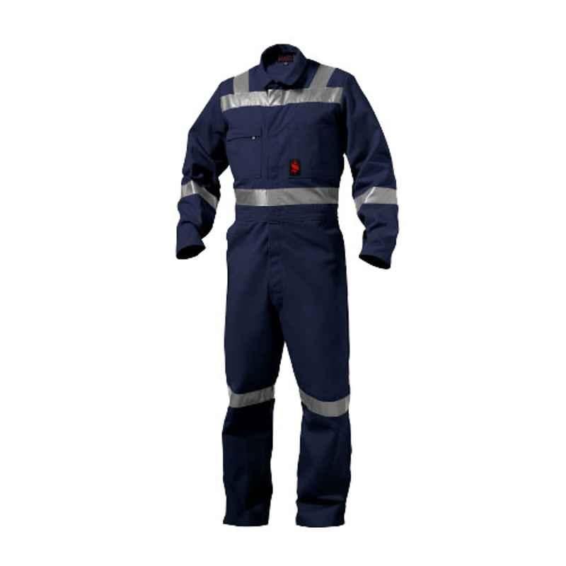 Superb Uniforms Cotton Navy Shoulder Strips High Visibility Safety Coverall, SUW/N/HVC05, Size: M