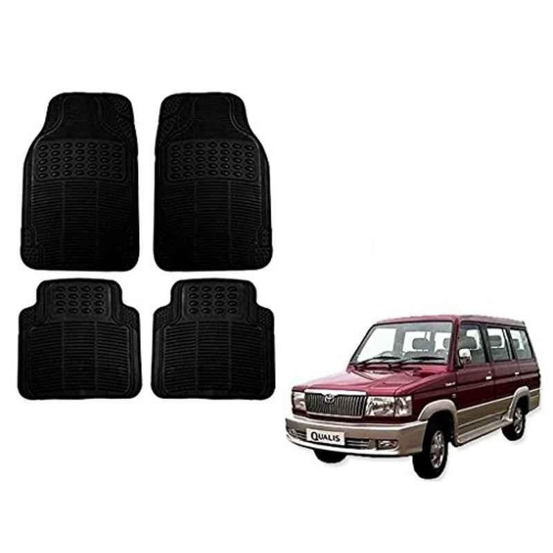 Kozdiko 4 Pcs Black Rubber Car Mat Set for Toyota Qualis