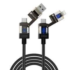 Ultraprolink Quadlink 240 240W 4in1 Fast Charging Cable with EMark & LED Flow Indicator, UL1237BLK-0150