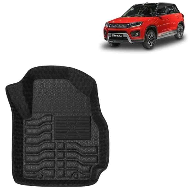 Kingsway 3 Pcs Premium 4.5D 100% Waterproof Tray Shape PVC Black Car Floor Mat Set for Maruti Suzuki Vitara Brezza 2020 to 2022 All Model