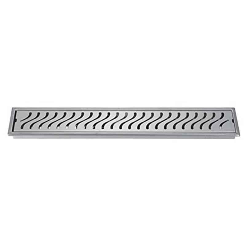 Aquieen 24x4 inch Stainless Steel Side Hole Wave Floor Drainer for Bathroom, C8-BY2K-XA2T