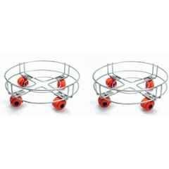 Niskoware Stainless Steel Silver & Orange Gas Trolley with Wheels (Pack of 2)