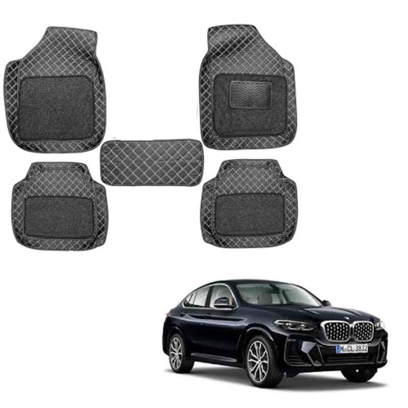 Kozdiko 5 Pcs Waterproof & Luxury 7D Black Leatherette Car Floor Mat Set for BMW X4