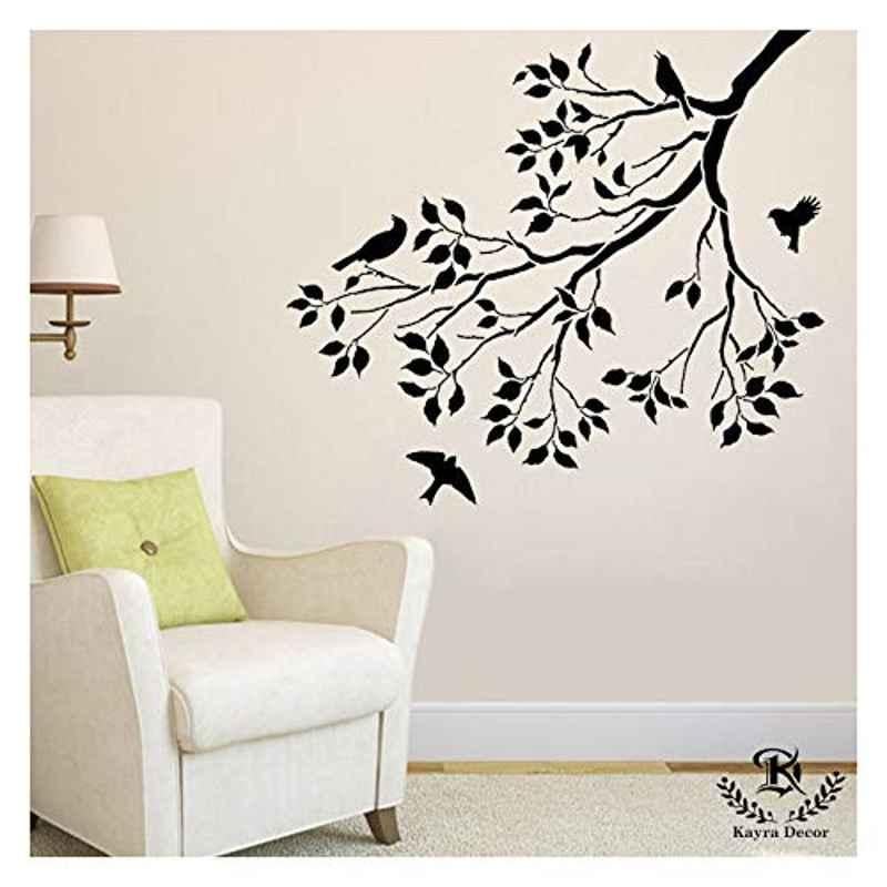 Kayra Decor 36x42 inch PVC Evergreen Tree Wall Design Stencil, KHSNT398