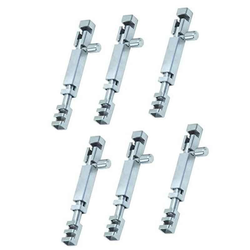 Smart Shophar 10 inch Stainless Steel Silver Square Section Tower Bolt, SHA40TW-SQSE-SL10-P6 (Pack of 6)