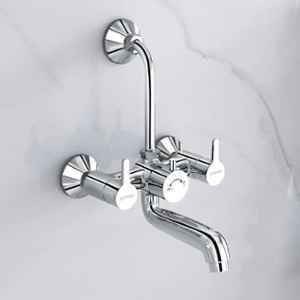 Plantex Pure Brass Wall Mixer for Bathroom 2-in-1 with L-Bend Provision for Overhead Shower/Mixer Tap for Bathroom with Water Saving Nozzle Aerator-7 Year Warranty Plantex (Ore-1420, Chrome)
