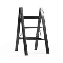 Corvids 150kg 3 Steps Aluminum Black Foldable Ladder with Wide Anti-Slip Pedal, CASL-03B