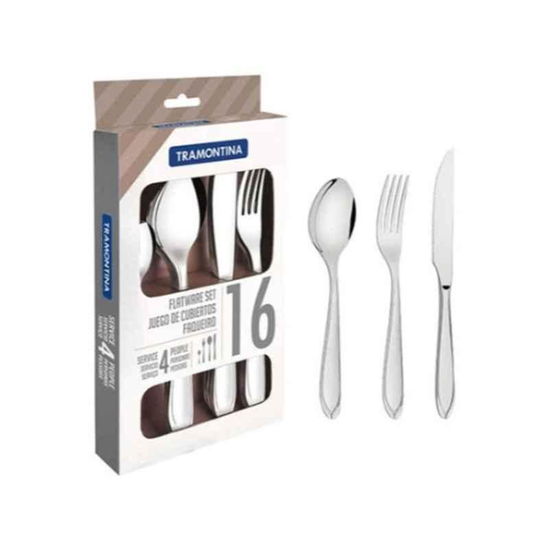 Tramontina 16Pcs Stainless Steel Silver Cutlery Set, 66906655