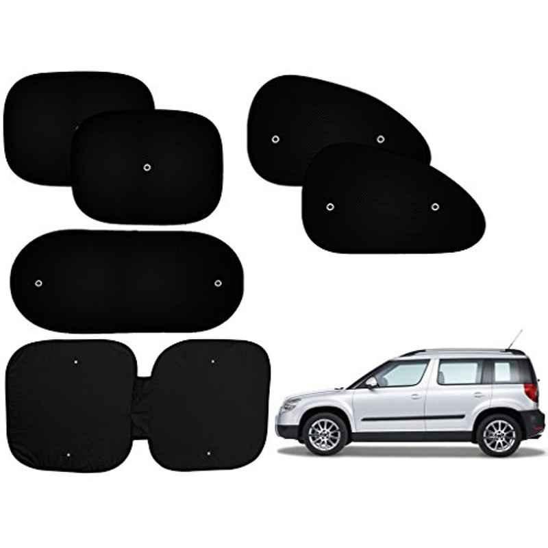 Auto Pearl 6 Pcs PVC & Mesh Black Window, Front & Rear Sun Shade Set for Skoda Yeti