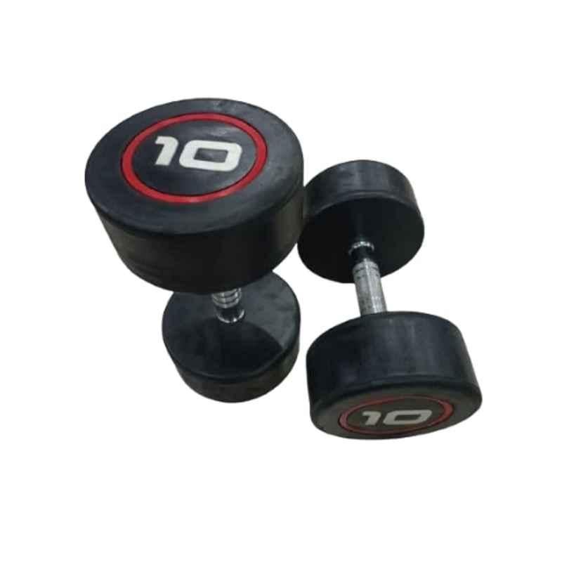 GYM24 Equipment 10kg Rubber Black Dumbbell