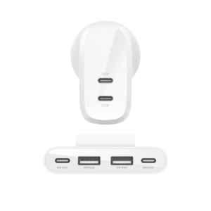 Belkin 60W PPS USB-C 2 Pin Wall Charger with 4 Ports USB Power Extender, WCB010ZB2MWH-B7