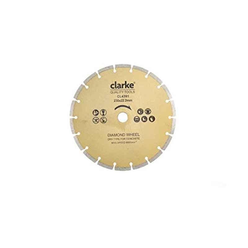 Clarke Diamond Blade Segmented-9 inch (110mm)x22.2mm Teethx20mm Bore Dia With 7mm Reduction Ring
