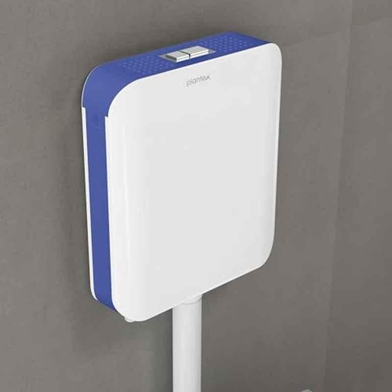 Plantex 7 Litre Polypropylene White & Blue Cistern Flush Tank for Bathroom, APS-4506