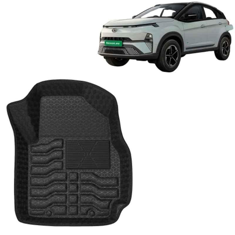 Kingsway 3 Pcs Premium 4.5D 100% Waterproof Tray Shape PVC Black Car Floor Mat Set for Tata Nexon EV 2023 Onwards All Model