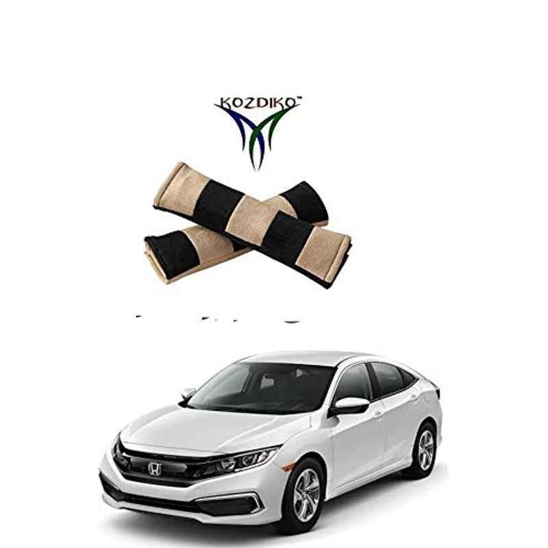 Kozdiko 2 Pcs Valvet Beige & Black Seat Belt Cushion Pillow Set for Chevrolet Optra
