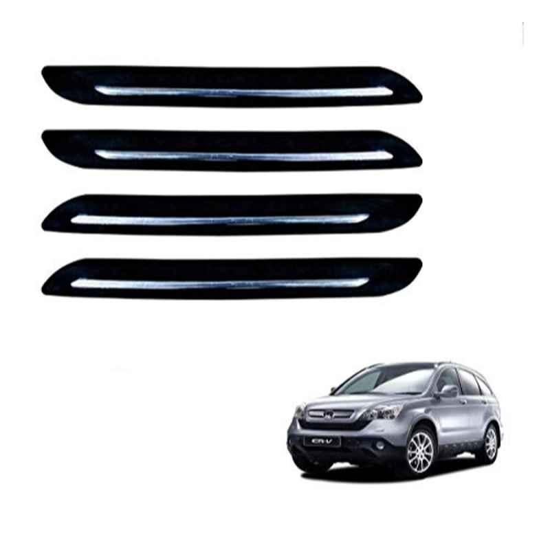 Kozdiko 4 Pcs PVC Black Car Bumper Protector Set with Chrome Strip for Honda CR-V