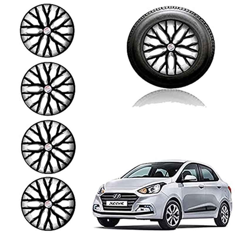 Auto Pearl 14 inch ABS Black & Silver Press Type Car Hub Cap Wheel Cover for Xcent 2018