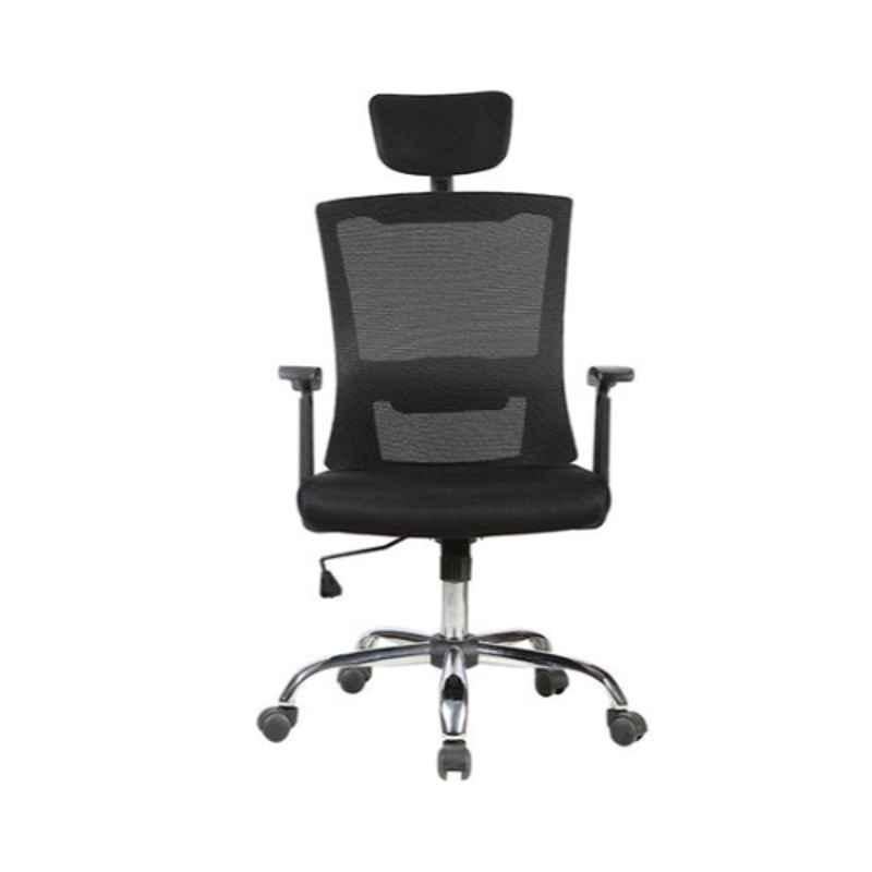117x53x60cm Stainless Steel Black High Back Office Chair Black