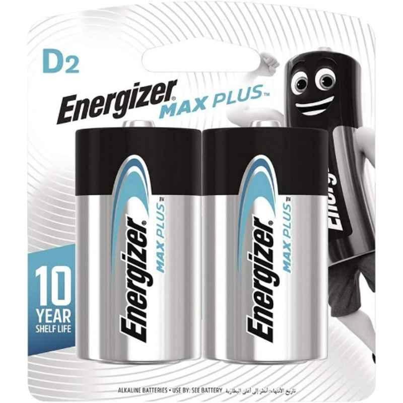 Energizer Max Plus 1.5V D Alkaline Battery for Power Demanding Devices, EP95BP2 (Pack of 2)