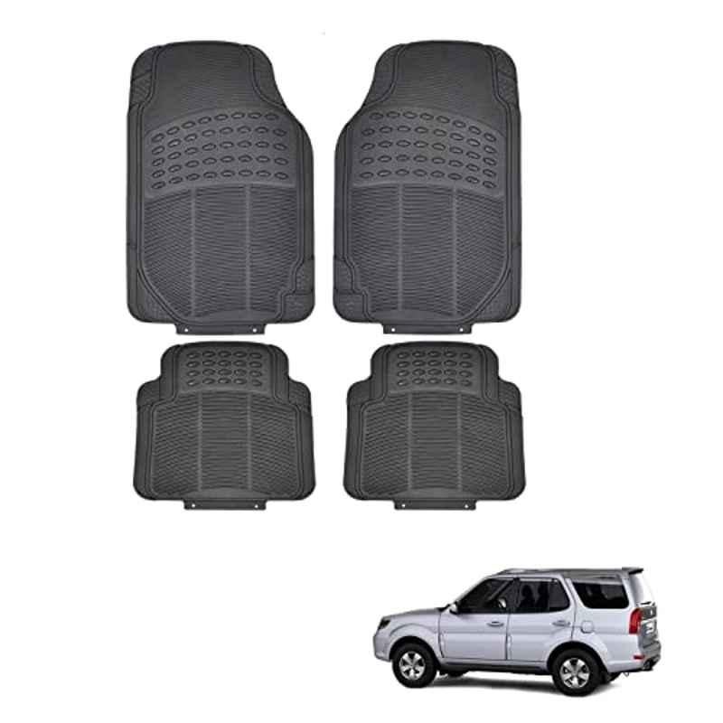 Kozdiko 4 Pcs Rubber Black Car Simple Floor Mat Set for Tata Safari & Grand Dicor
