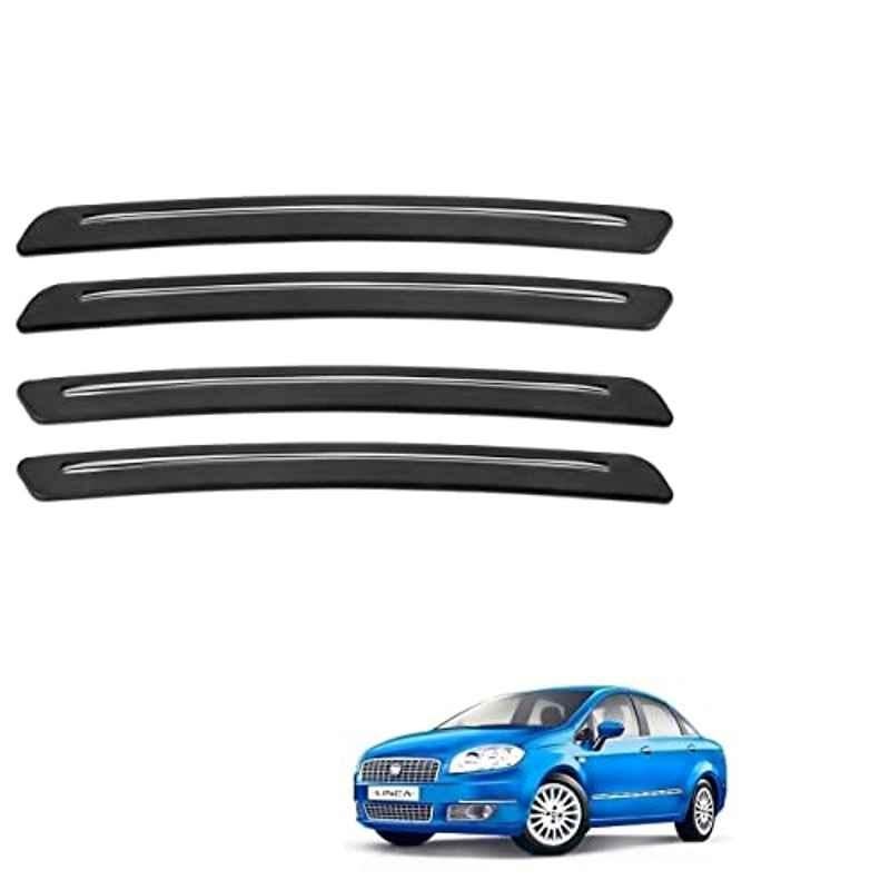 Kozdiko 4 Pcs Rubber Black Car Bumper Protector Set with Chrome Strip for Fiat Linea Classic