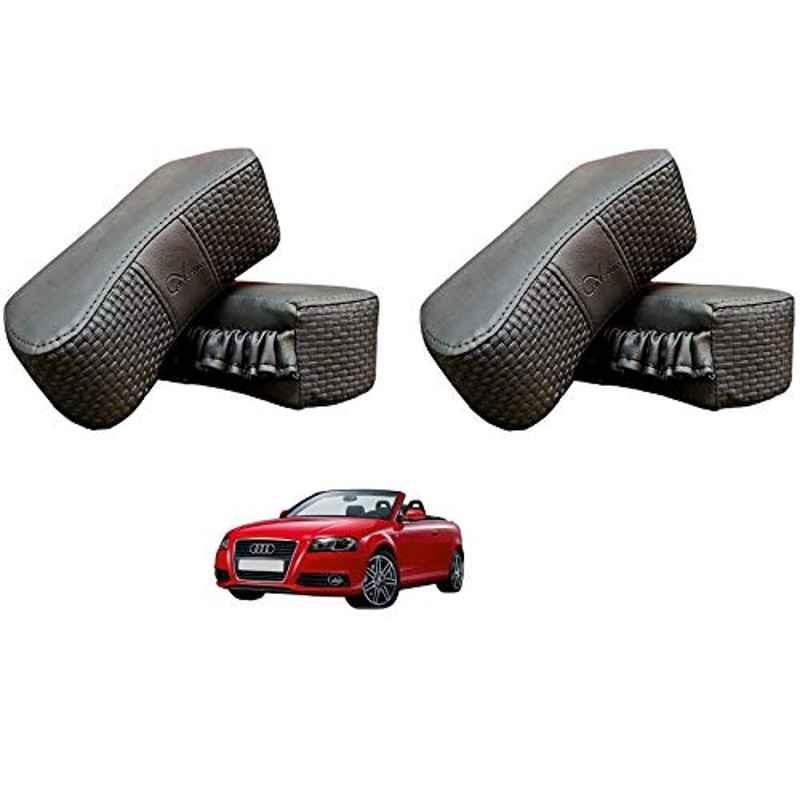 Kozdiko 4 Pcs CV Designer Grey Leatherite Neck Rest Car Cushion Pillow Set for Audi A3 Cabriolet