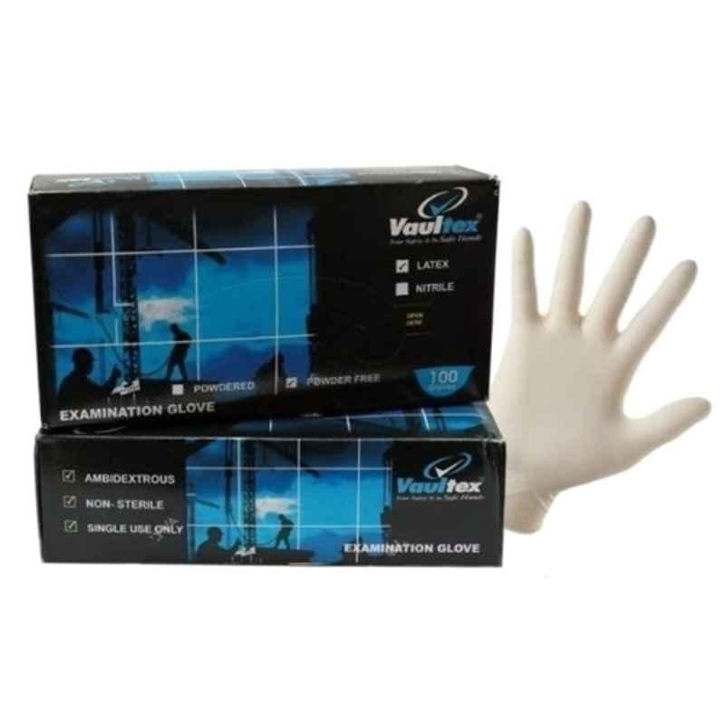 Vaultex 100 Pcs Latex Powdered Disposable Hand Gloves Box, VLEG, Size: L
