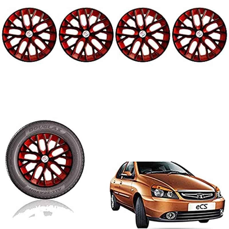 Auto Pearl 14 inch ABS Black & Red Car Hub Cap Wheel Cover for Indigo CS
