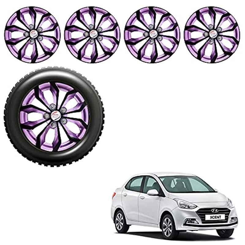 Auto Pearl 4 Pcs 14 inch ABS Black & Violet Car Wheel Cover Set for Hyundai Xcent 2017