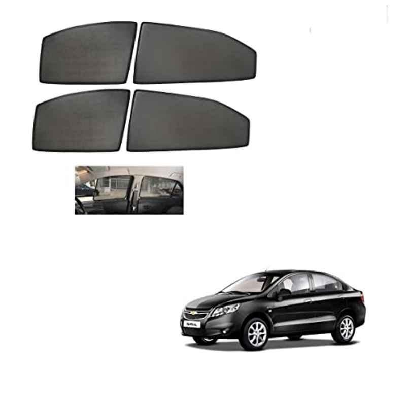 Kozdiko 4 Pcs Mesh Black Non-Magnetic Car Sun Shade Set for Chevrolet Sail