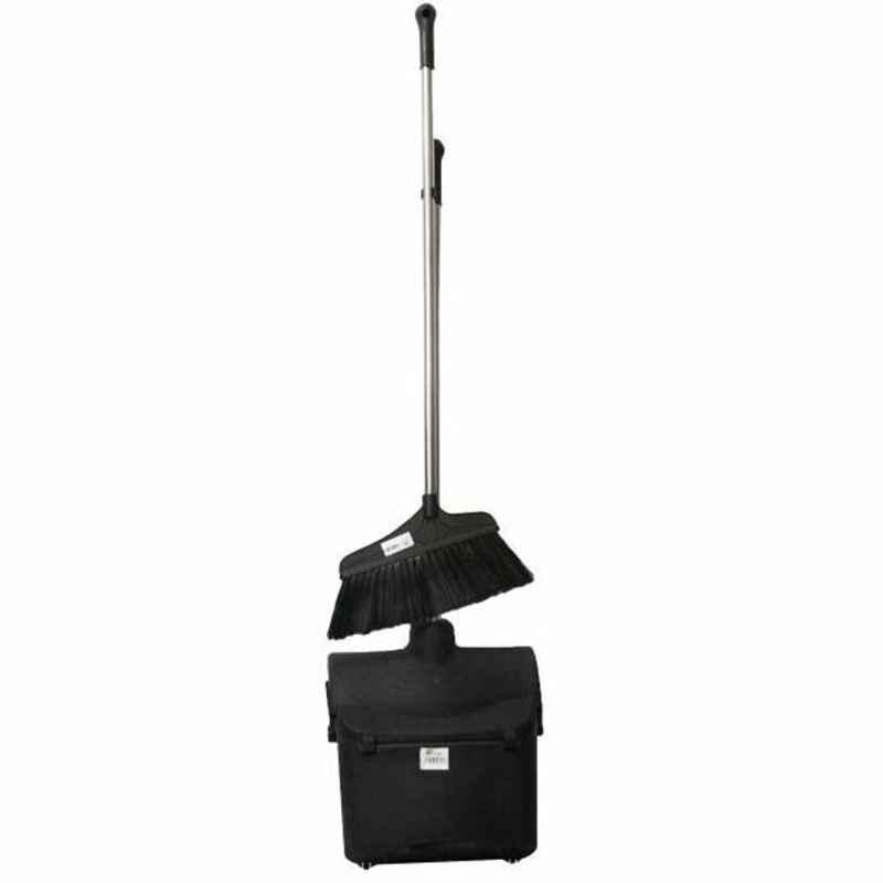 Moonlight Long Handle Dust Pan With Broom, 55134, 75cm, Black