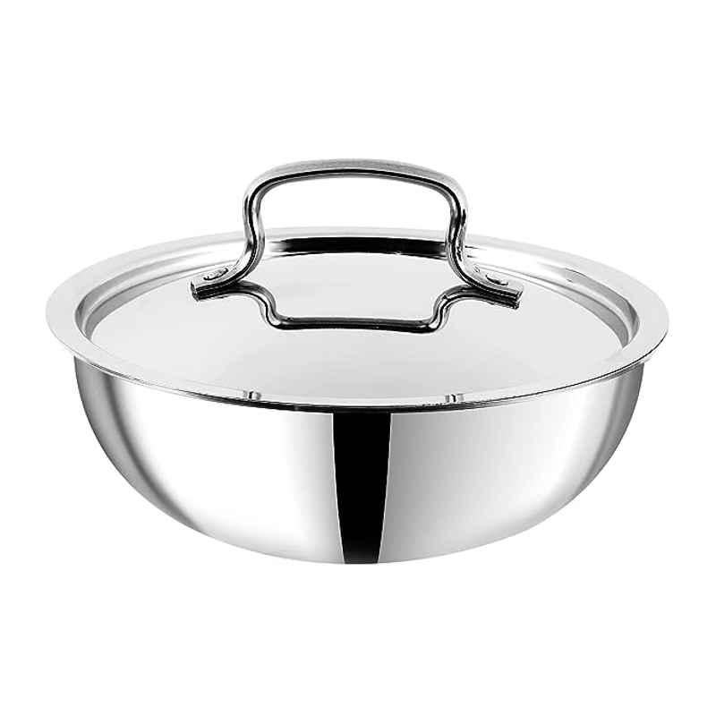 Vinod Platinum Triply 3.2L Extra Deep Stainless Steel Tasra with Lid, EDPXT24