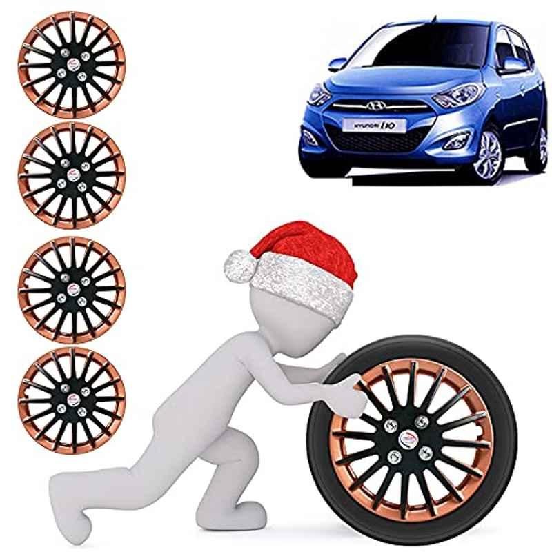 Auto Pearl 4 Pcs 13 inch ABS Camry Copper & Black Car Wheel Cover Set for Hyundai i10 Type2