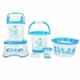 Joyo Super Deluxe 6 Pcs Plastic Blue Square Bucket, Dustbin, Bath Tub, Super Bath Small Patla, Mug & Soap Case Set with Free Lasaani Water Bottle