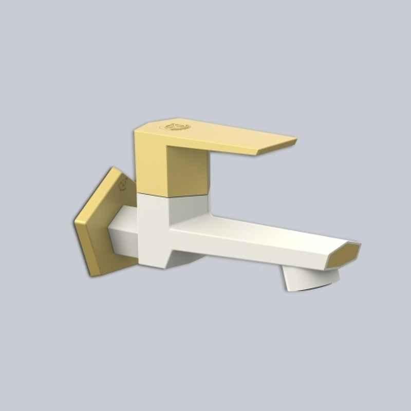 RN G20 15mm PTMT Ivory & Bright Gold Foam Flow Long Body Bib Cock with Flange (Pack of 1)