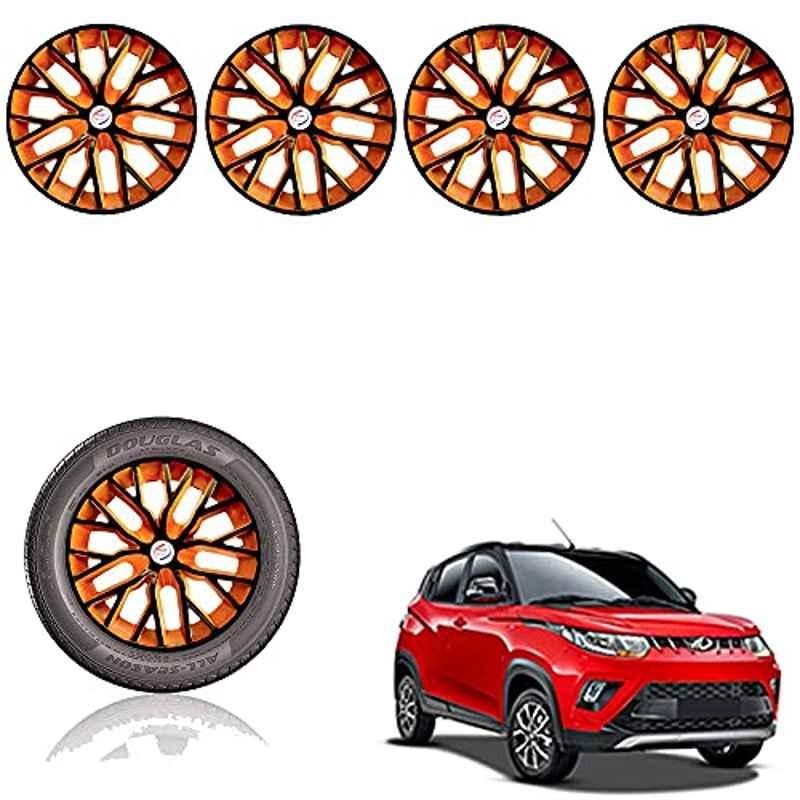 Auto Pearl 14 inch ABS Black & Orange Press Type Car Hub Cap Wheel Cover for KUV 100 nxt