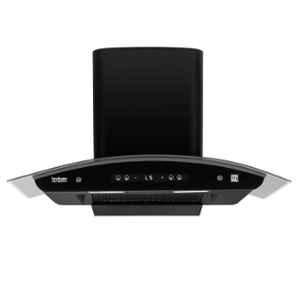 Hindware Alexio Plus 90cm Alloy Steel Black Auto-Clean Filterless Curved Glass Kitchen Chimney with 3 Years Warranty
