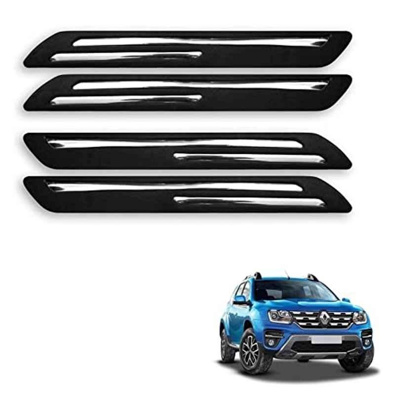 Kozdiko 4 Pcs Rubber Black Double Chrome Strips Car Bumper Protector Guard Set for Renault Duster