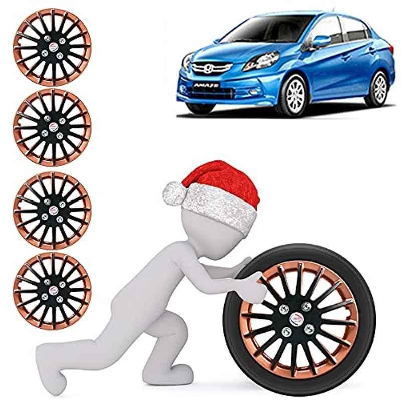 Auto Pearl 4 Pcs 14 inch ABS Copper & Black Press Fitting Wheel Cover Set for Honda Amaze Type-1