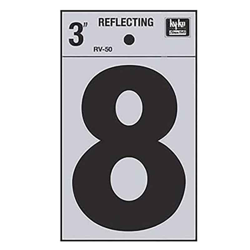 HY-KO RV-50/8 3 inch Vinyl Black Reflective Number 8, 107144