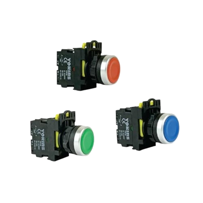 Yokins 3 Pcs 22mm 220V Red, Green & Blue Push Button Set with Spring Return, EB2M-A-10