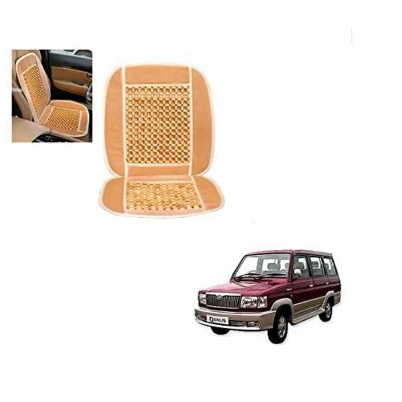 Kozdiko Wooden Bead Seat with Beige Velvet Border for Toyota Qualis
