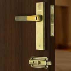 Plantex Heavy Duty Door Lock Bathroom Door Lock/Mortise 8inch Keyless Plate Handle Set for Home/Bathroom/Store Room/Balcony/Office with Baby Latch 8114, Antique Brass & PVD Gold